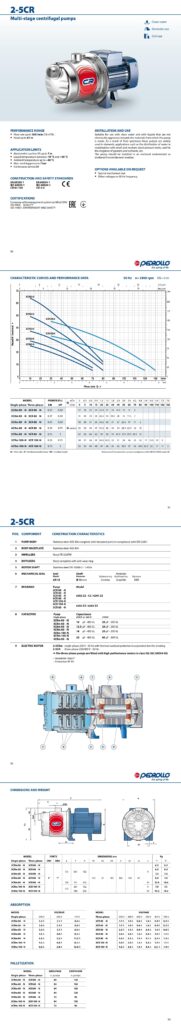 CRm2-5 – משאבה להגברת לחץ ביתית - מפרט טכני